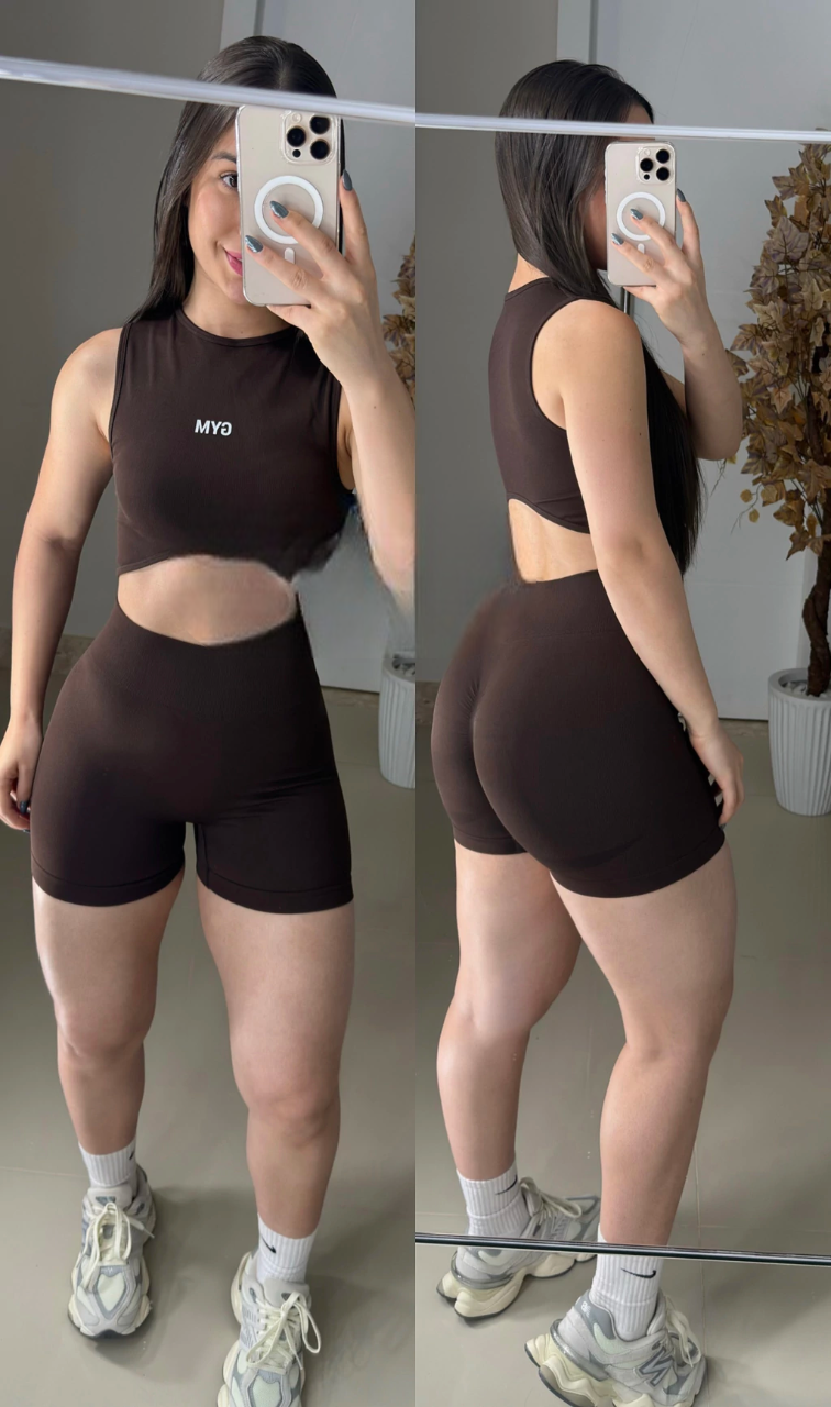 Conjunto de short empina bumbum sem costura GYM