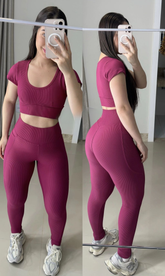 Conjunto de legging poliamida BLACKOUT Marsala