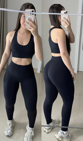 Conjunto empina bumbum sem costura premium preto