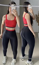 Conjunto Diana de legging poliamida aveludado bicolor